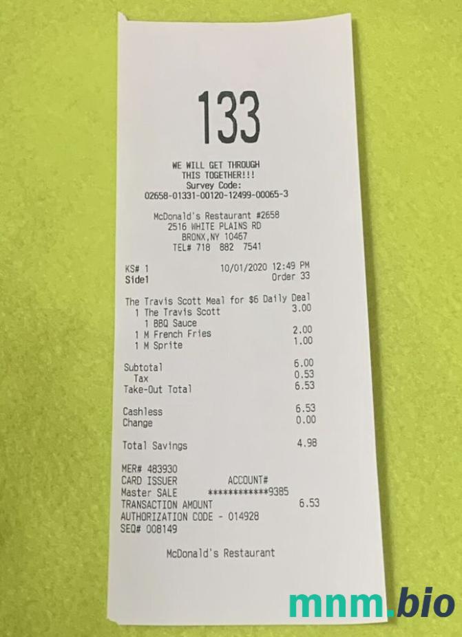 McDonald's Restaurant przykładowy czek płatniczy PSD